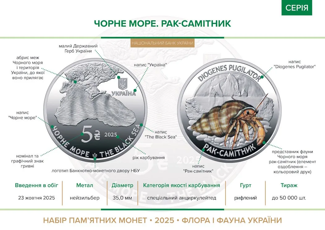 Набір із двох пам’ятних монет “Мешканці морських глибин” — інфо 1